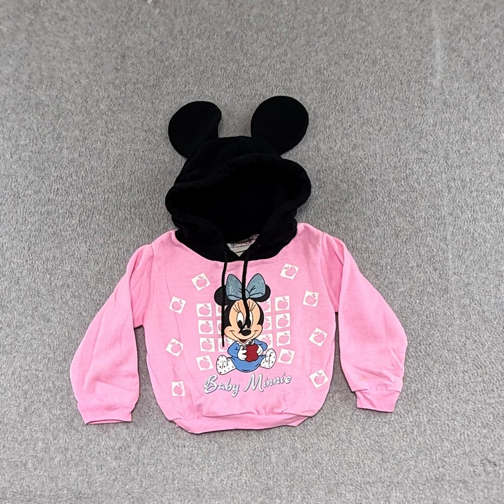 Disney Baby Minnie Mouse Hoodie 9 Months Pink Vintage 3D Ears Jog Togs